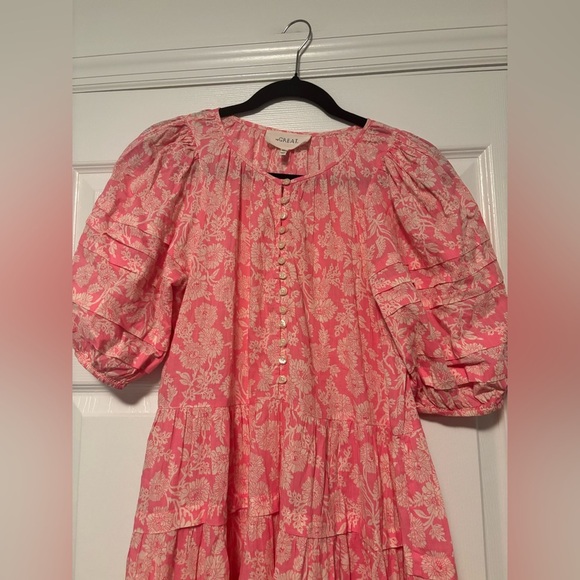 The GREAT.  Bright Rouge Wild Brush Floral The Pleated Ravine Dress - Picture 9 of 11